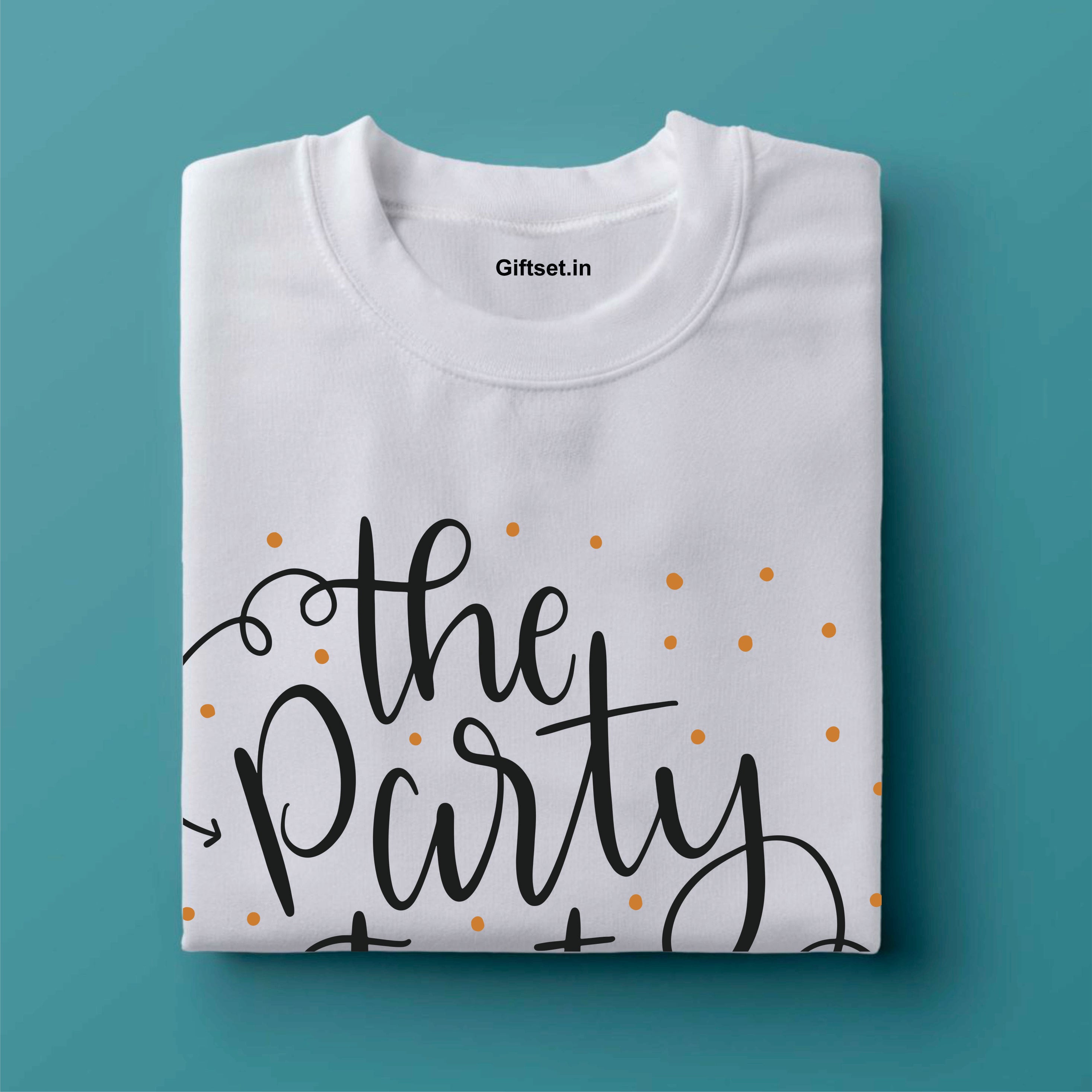 THE PARTY STARTS HERE COTTON T SHIRT