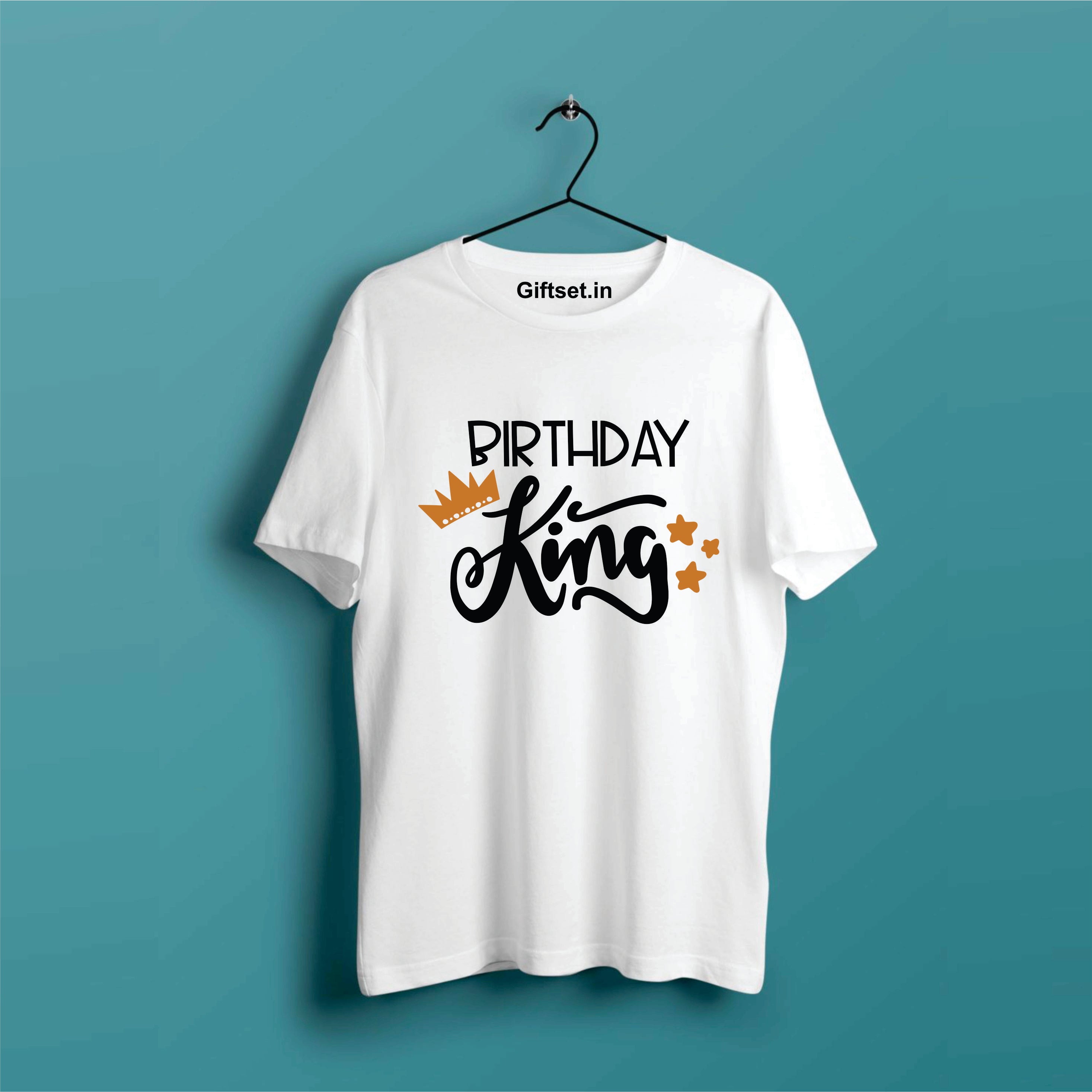 BIRTHDAY KING PRINTED COTTON T SHIRT