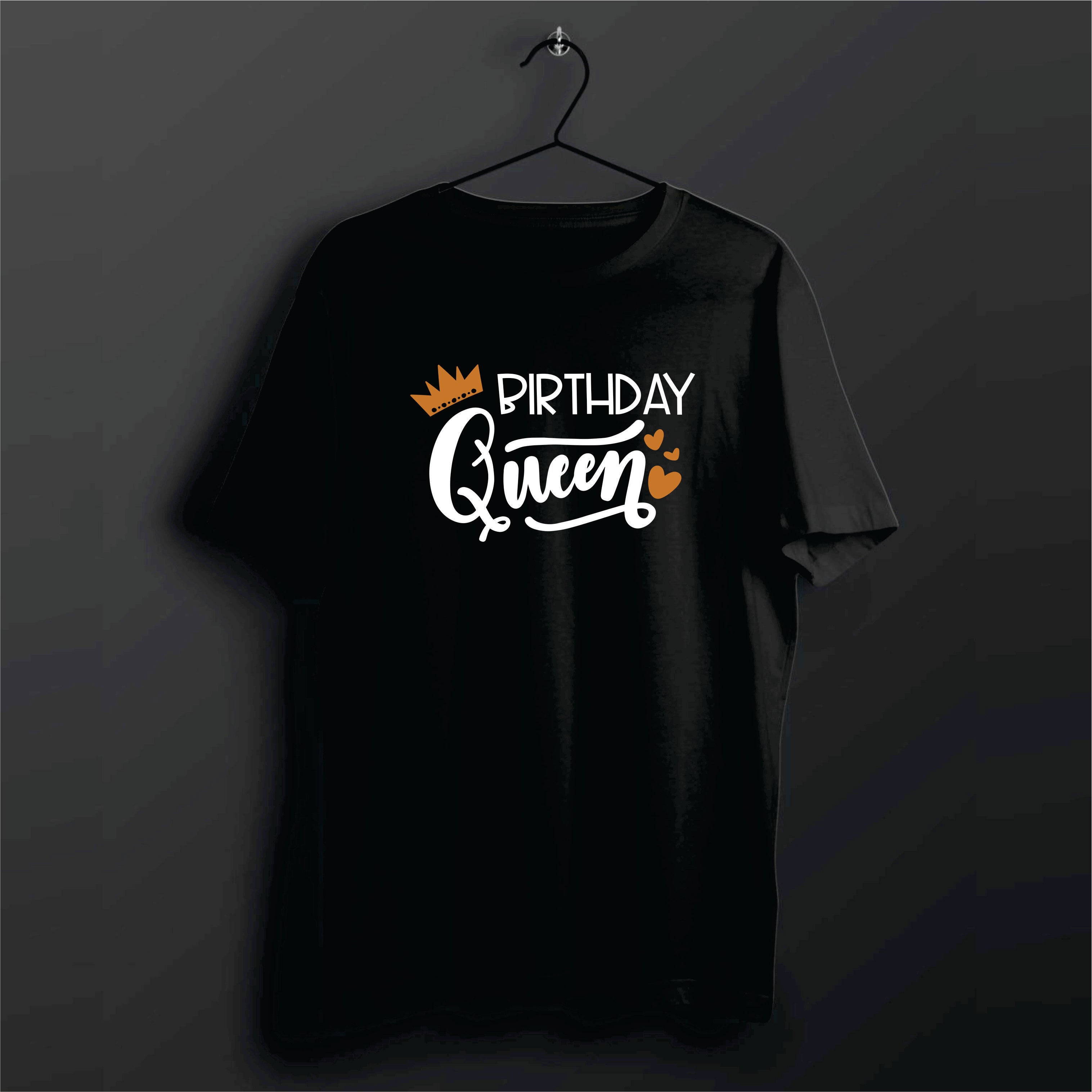 BIRTHDAY QUEEN PRINTED COTTON T SHIRT