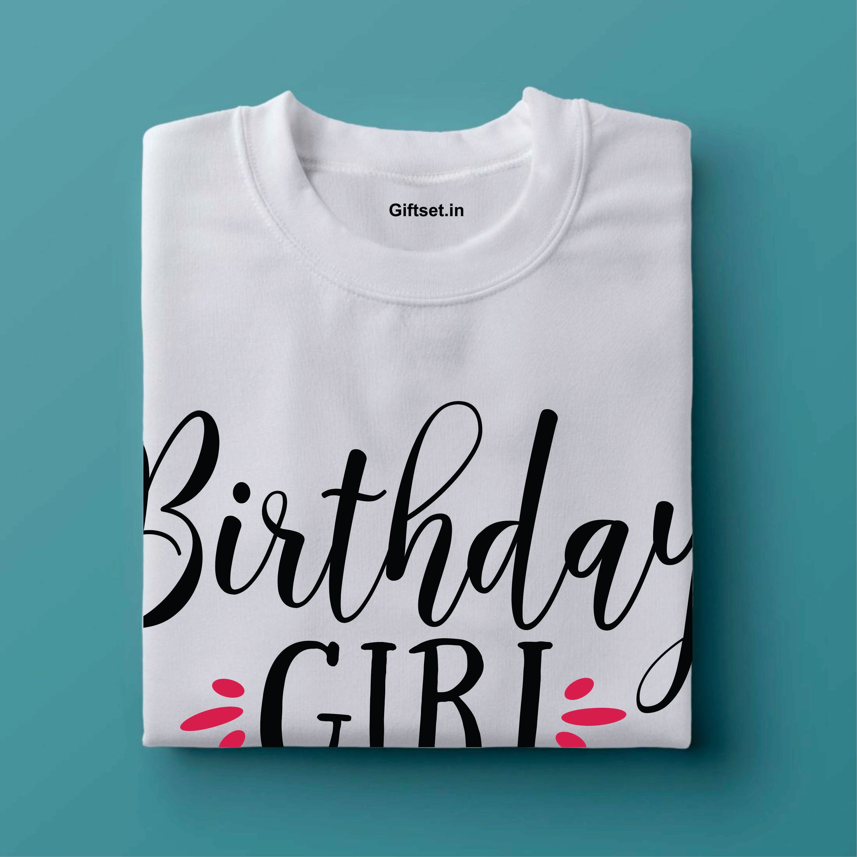 BIRTHDAY GIRL PRINTED COTTON T SHIRT
