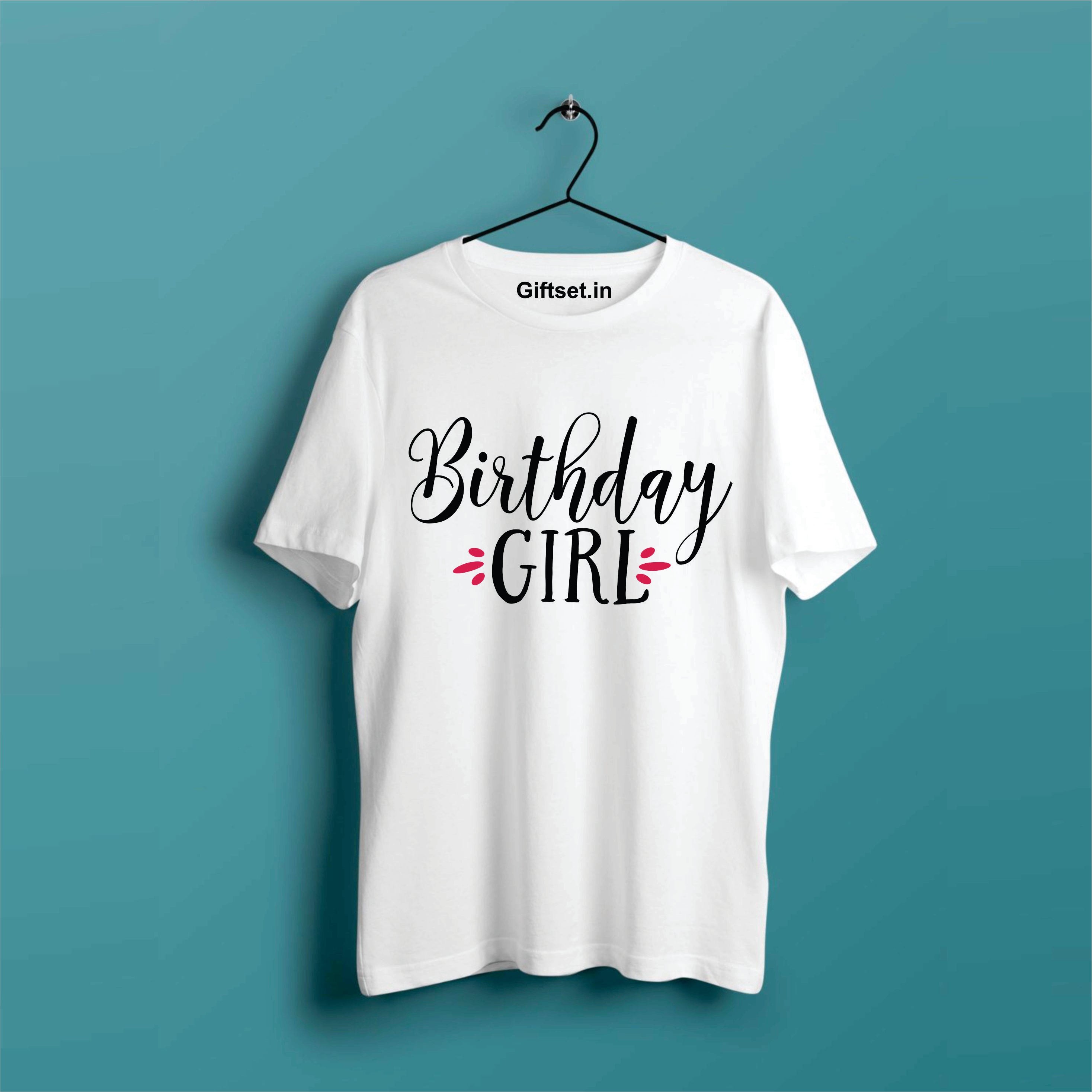 BIRTHDAY GIRL PRINTED COTTON T SHIRT