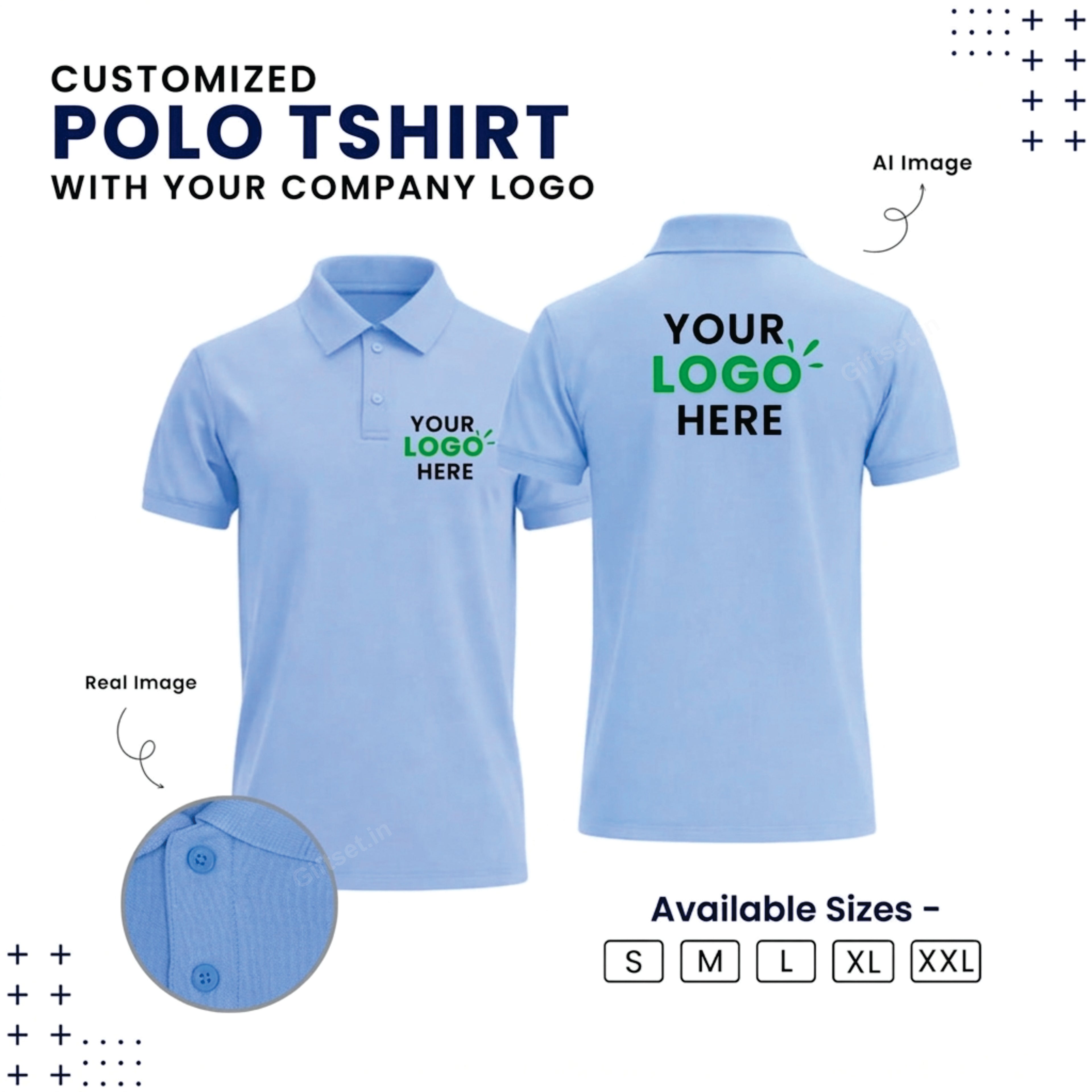 Personalized Polo T-Shirt With Your Company Logo | Order Logo Printed Tees | Giftset.in