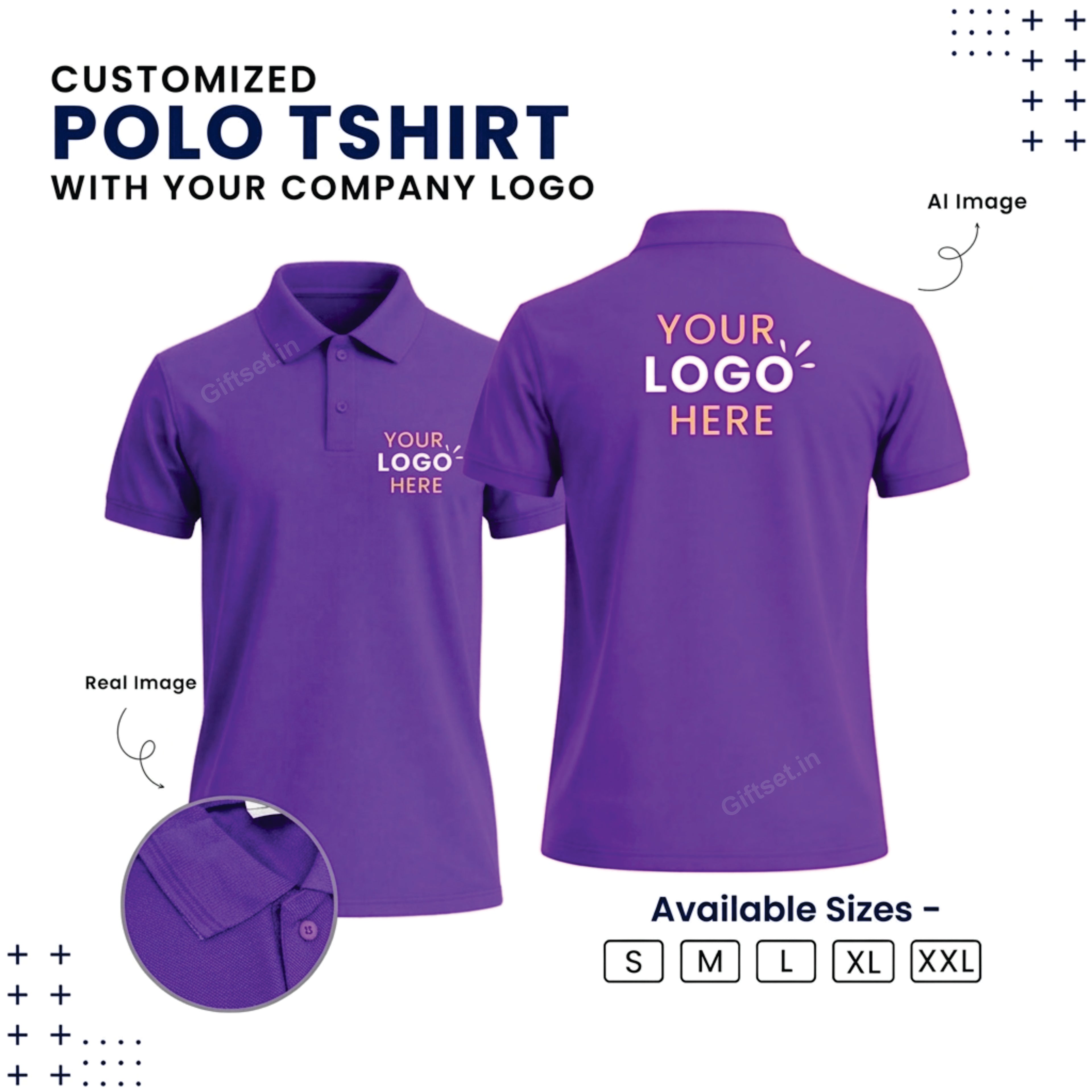 Personalized Polo T-Shirt With Your Company Logo | Order Logo Printed Tees | Giftset.in