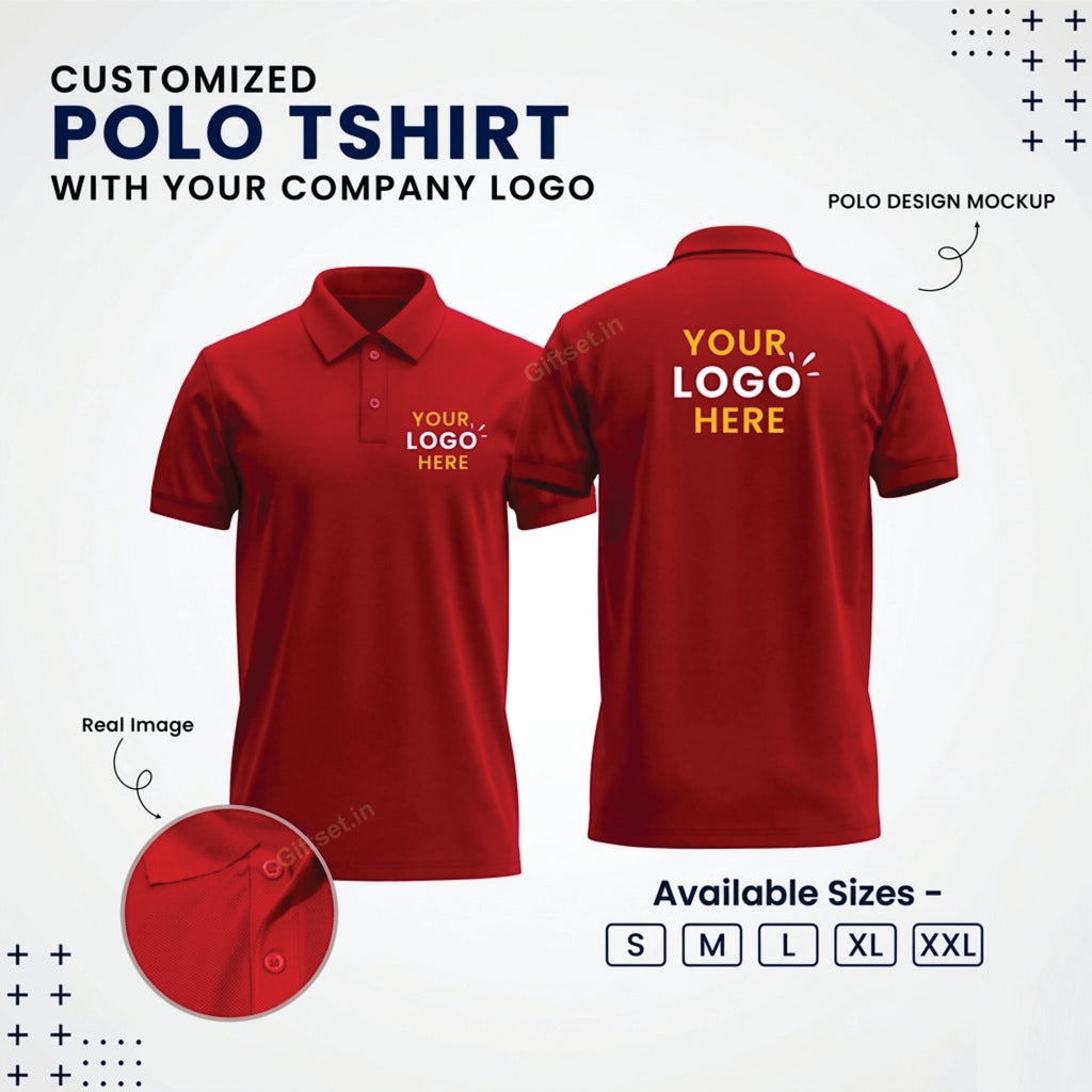Personalized Polo T-Shirt With Your Company Logo | Order Logo Printed Tees | Giftset.in