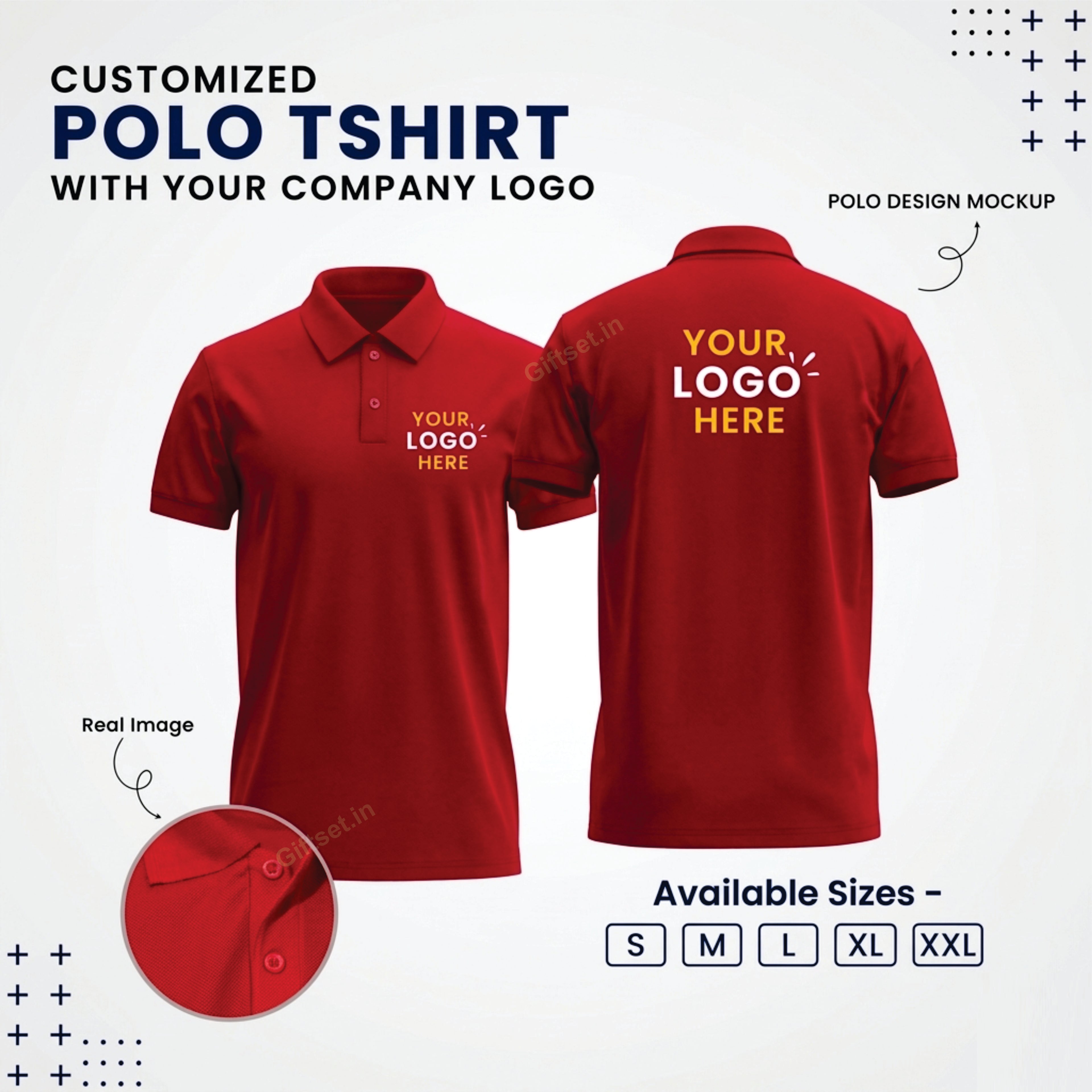 Personalized Polo T-Shirt With Your Company Logo | Order Logo Printed Tees | Giftset.in