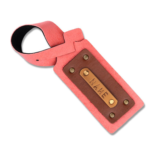 Baby Pink with Brown Luggage Tag