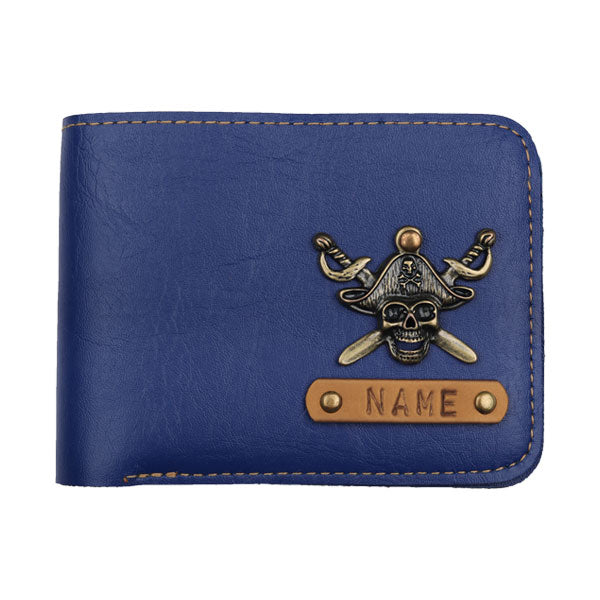 Customized Blue Men's Wallet with Free Charm