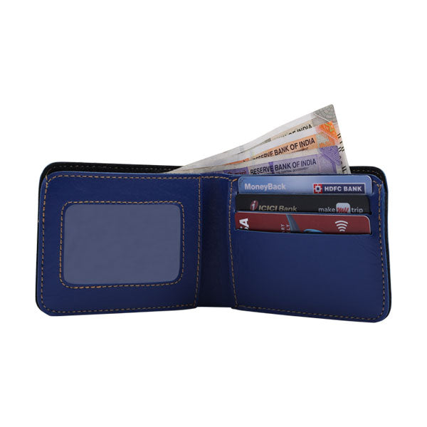 Customized Blue Men's Wallet with Free Charm