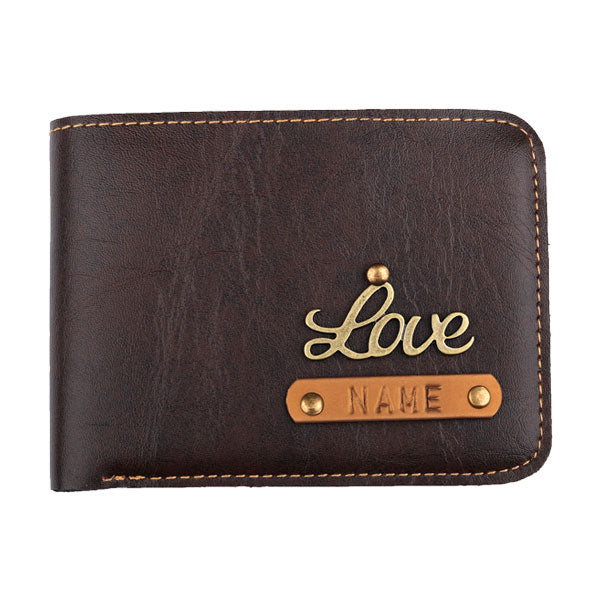 Customized Dark Brown Men's Wallet with Free Charm