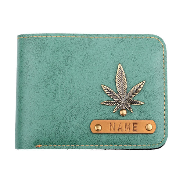Customized Green Men's Wallet with Free Charm