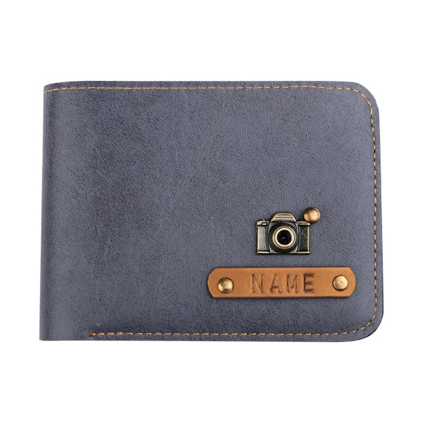Customized Light Grey Men's Wallet with Free Charm