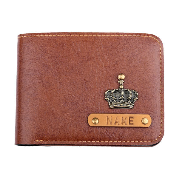 Customized Light Brown Men's Wallet with Free Charm