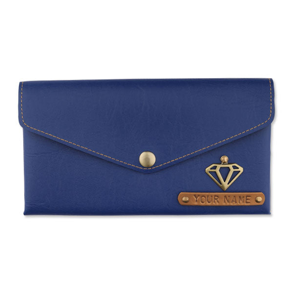 Customized Blue Women's wallet with charms and Name tag