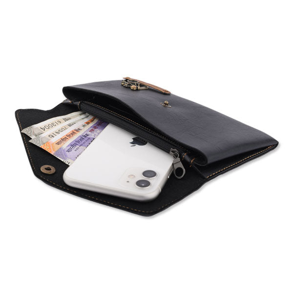 Customized Black Women's wallet with charms and Name tag