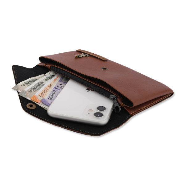 Customized Brown Women's wallet with charms and Name tag