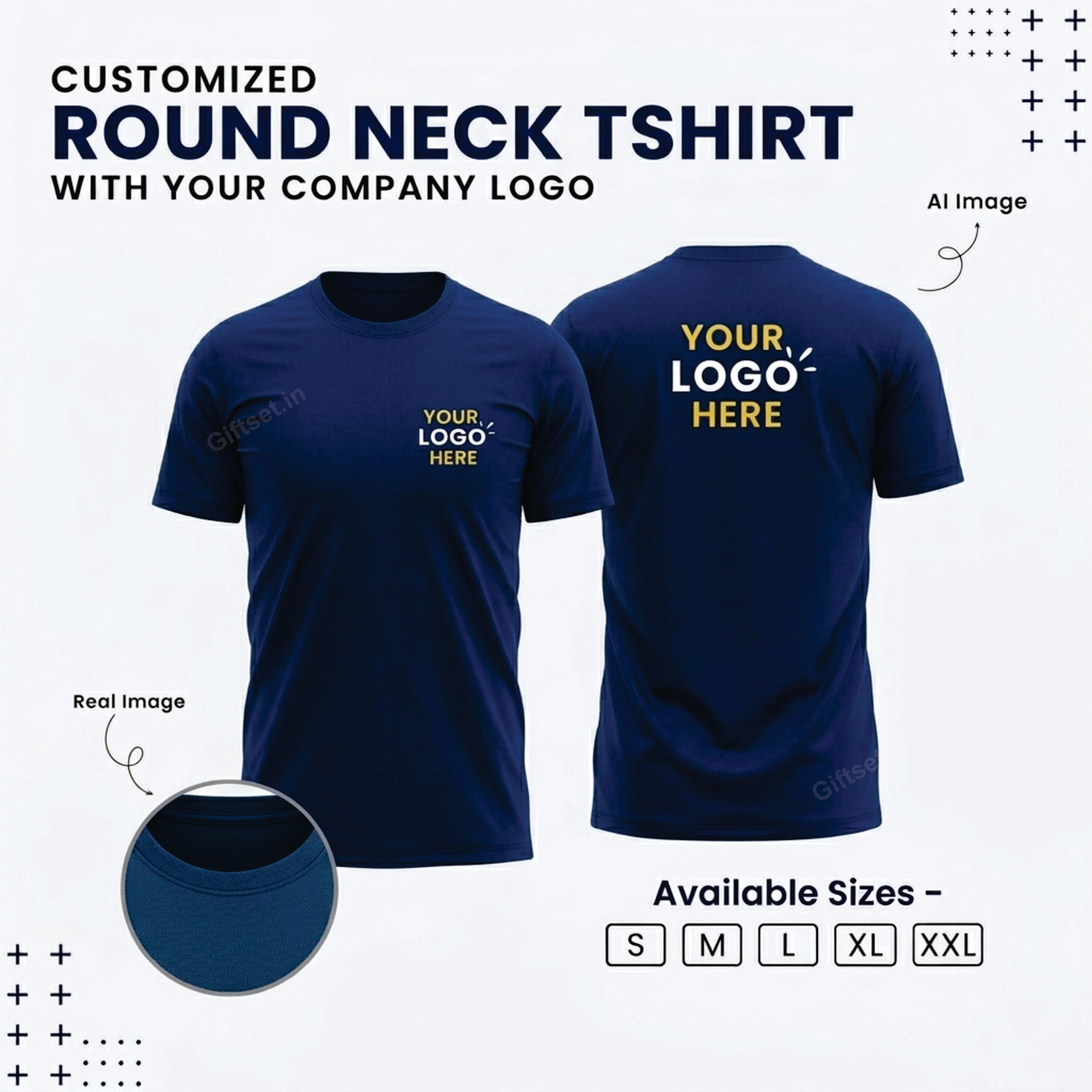 Personalized Regular T-Shirt With Your Company Logo | Order Logo Printed Tees | Giftset.in
