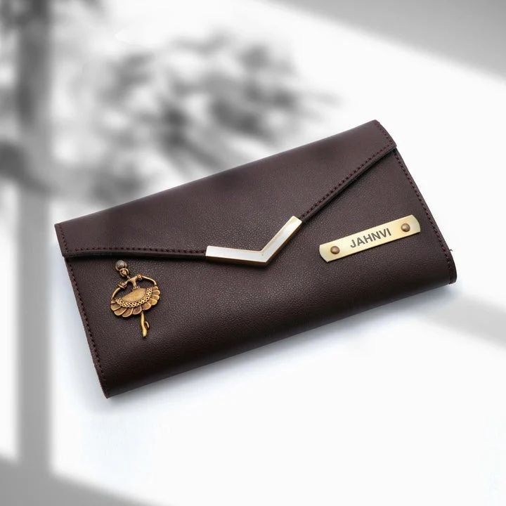 Womens V Clutch Customized Name Wallet