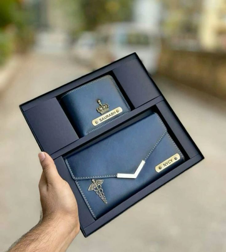 Couples Wallet Combo Personalized Name with Charms