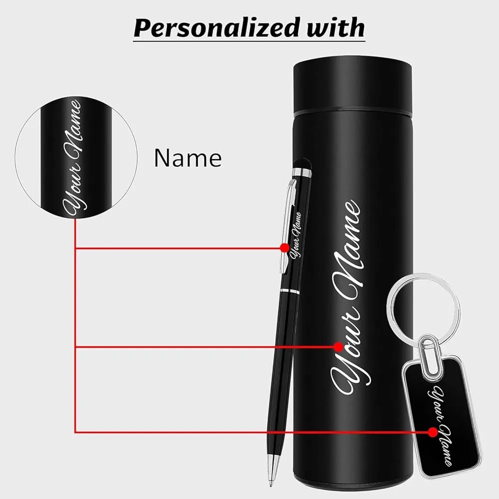Tempreture Bottel Name Customized Black