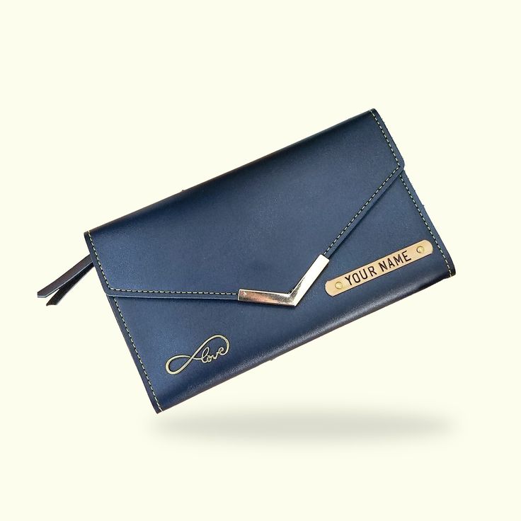 Womens V Clutch Customized Name Wallet
