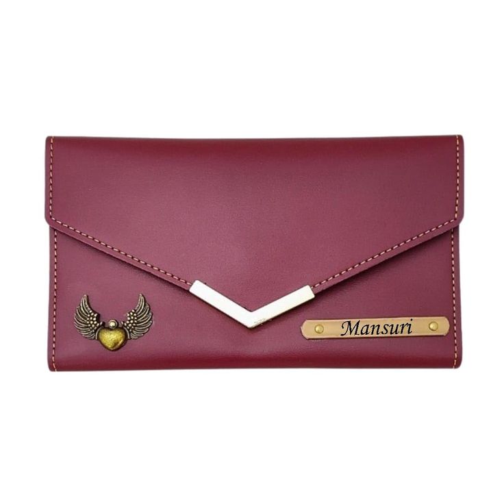 Womens V Clutch Customized Name Wallet