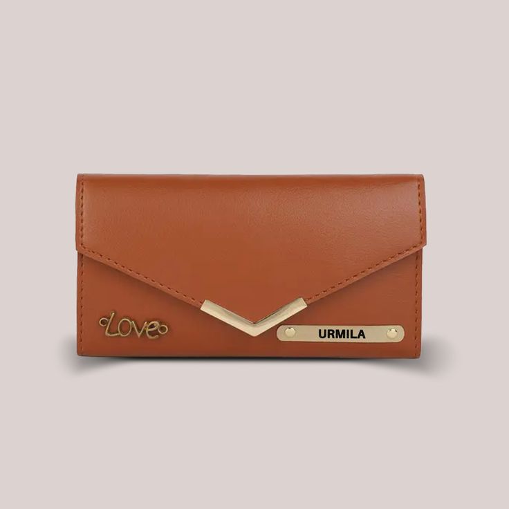 Womens V Clutch Customized Name Wallet