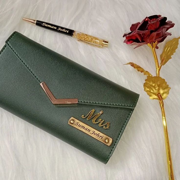 Womens V Clutch Customized Name Wallet