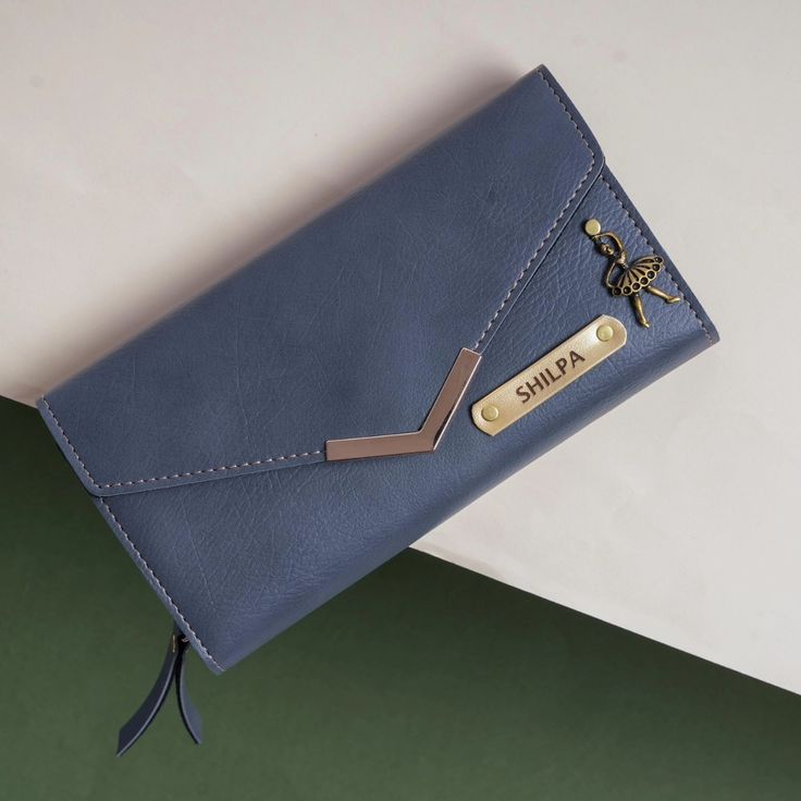 Womens V Clutch Customized Name Wallet