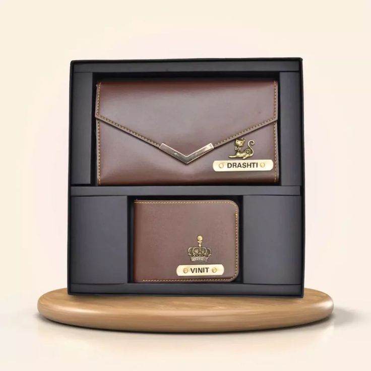 Couples Wallet Combo Personalized Name with Charms