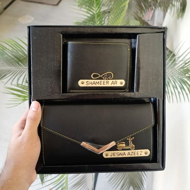 Couples Wallet Combo Personalized Name with Charms