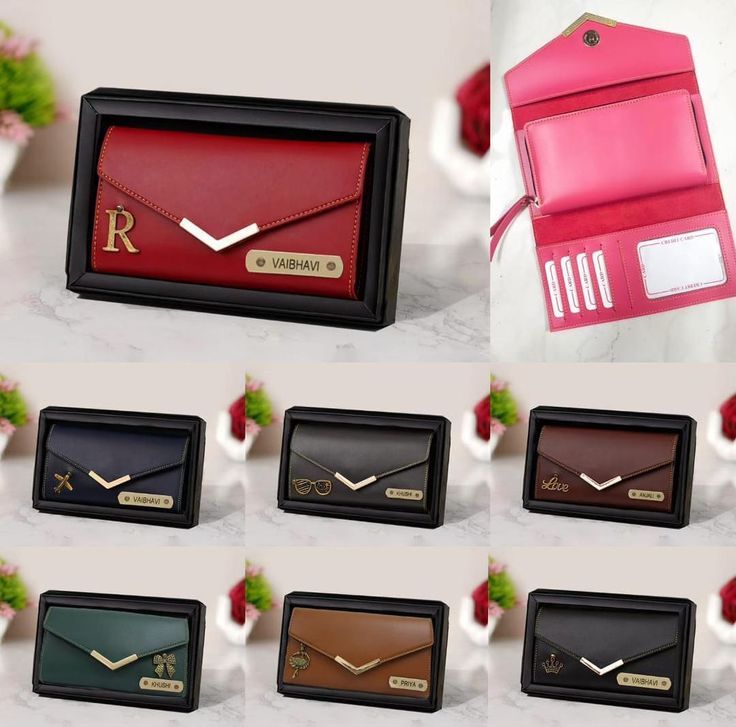 Womens V Clutch Customized Name Wallet