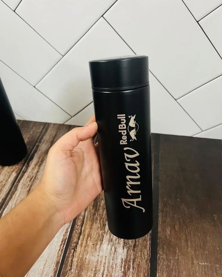 Tempreture Bottel Name Customized Black