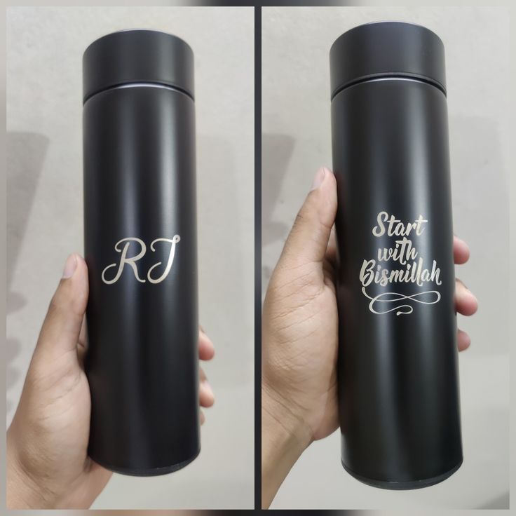 Tempreture Bottel Name Customized Black
