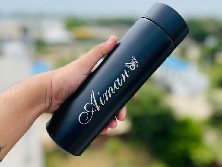 Tempreture Bottel Name Customized Black