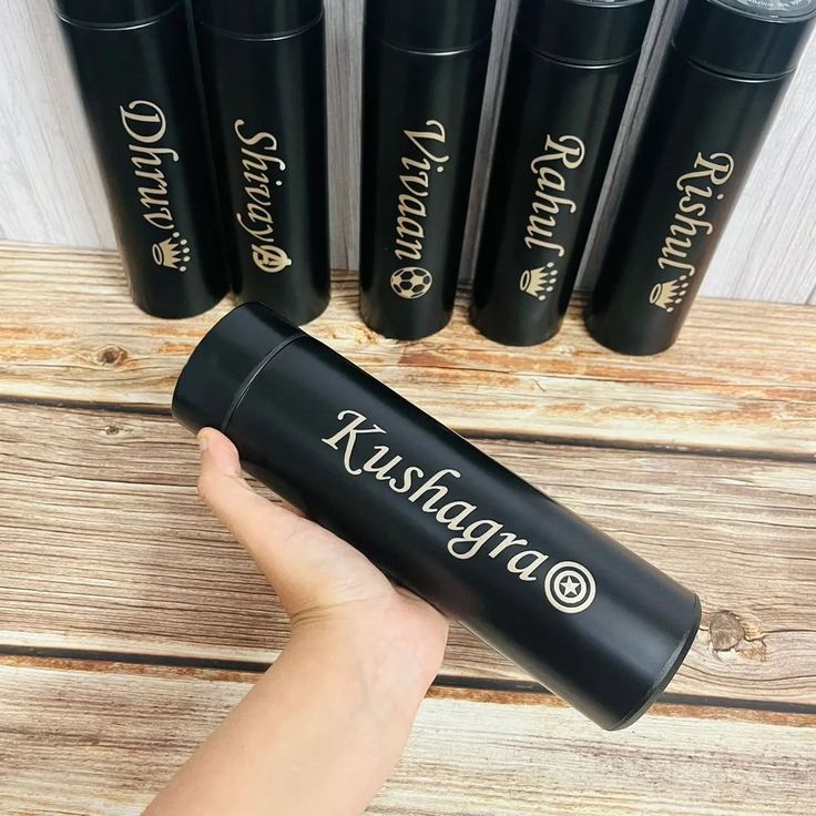 Tempreture Bottel Name Customized Black