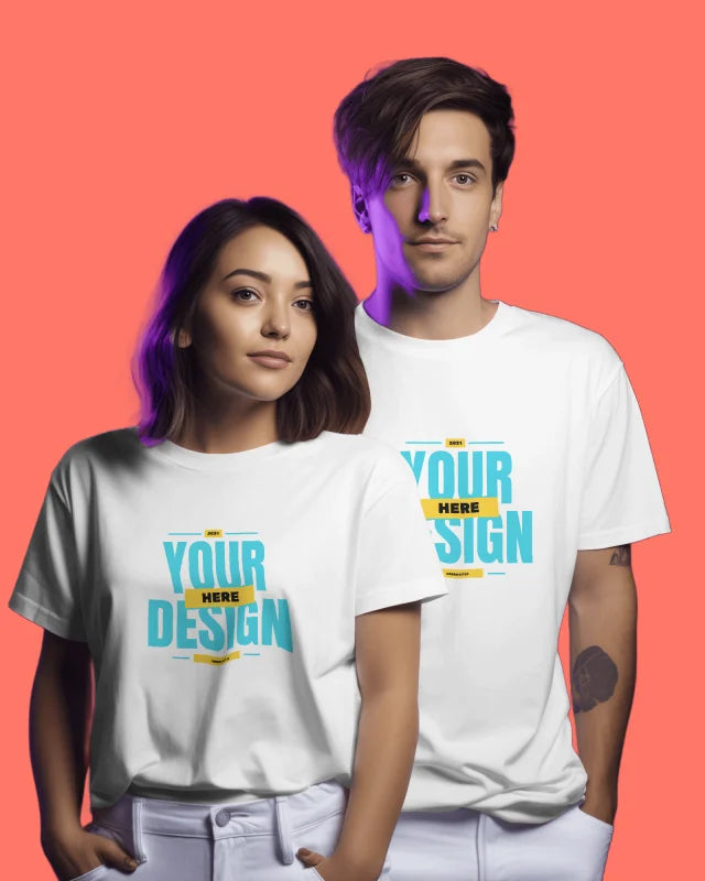 Customized Couple Round Neck T shirt - Black