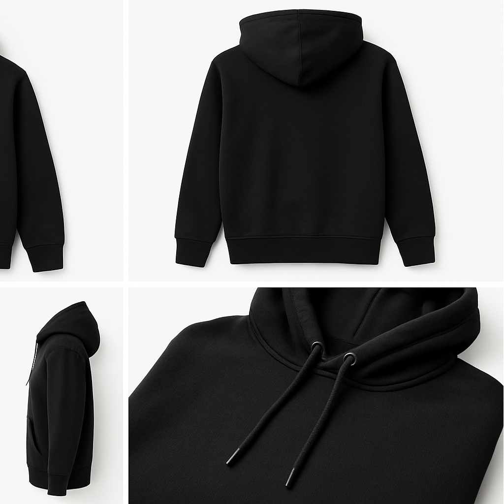 BLACK COTTON HOODIE ALL VIEW