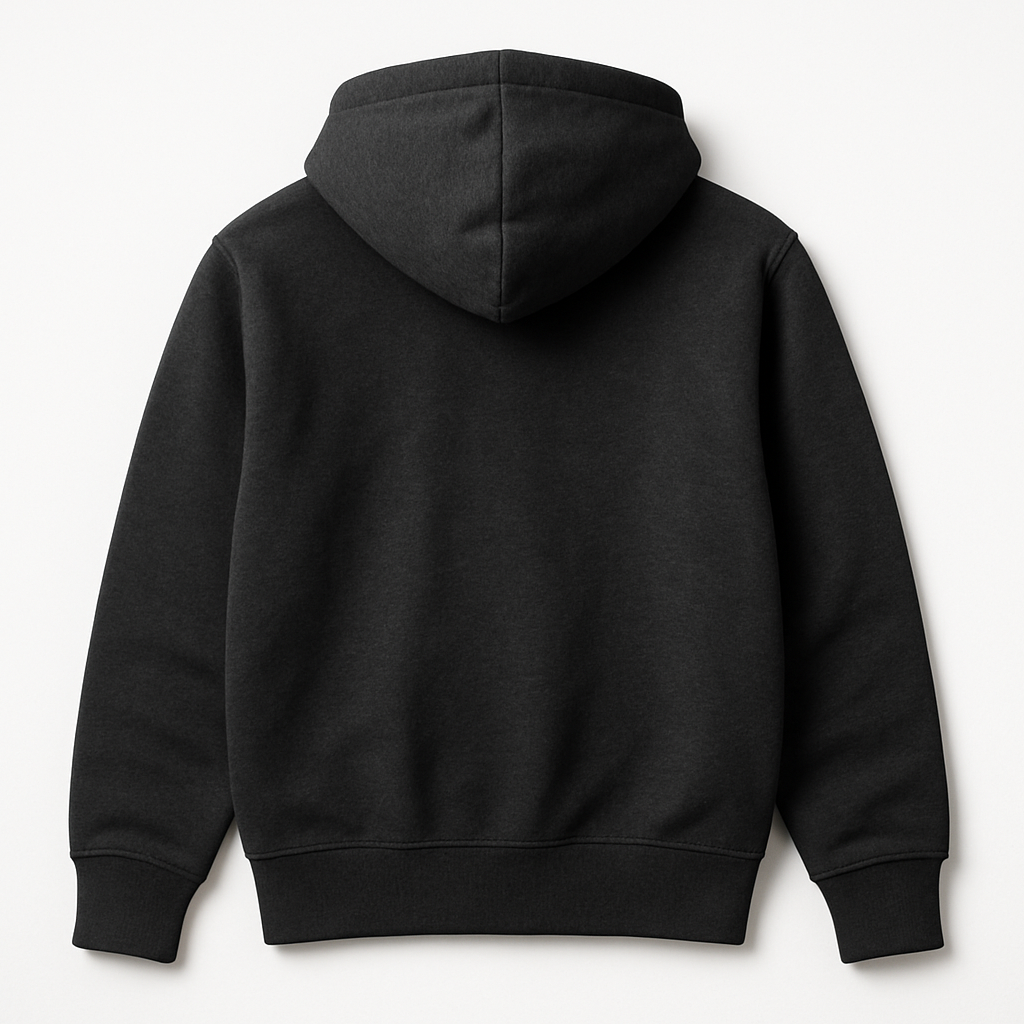 Black hoodie on a light gray background