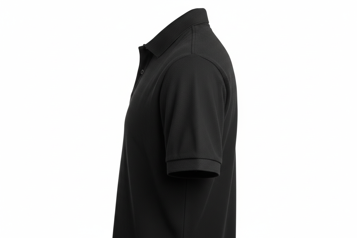 Black Chest Logo Polo Neck T-Shirt