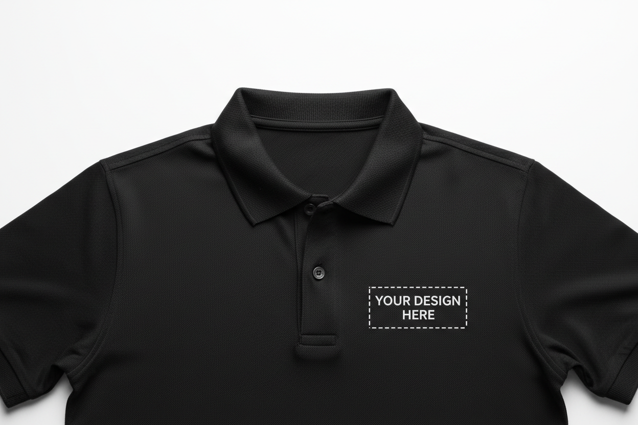 Black Chest Logo Polo Neck T-Shirt