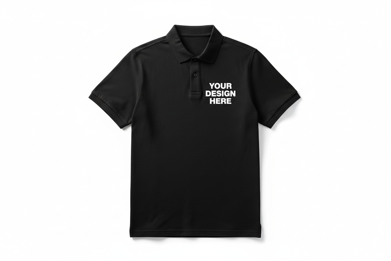 Black Chest Logo Polo Neck T-Shirt
