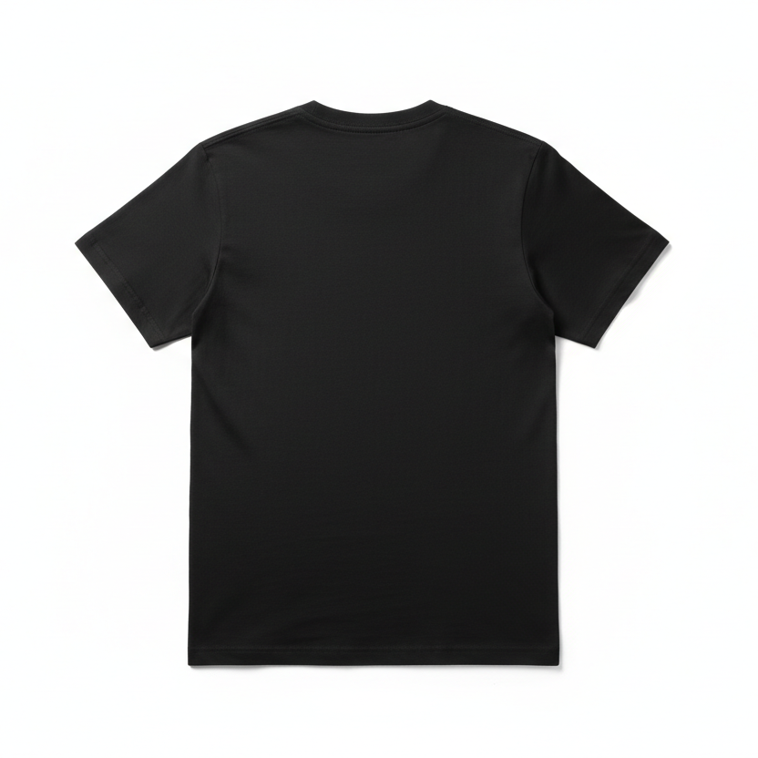 Black t-shirt on a white background