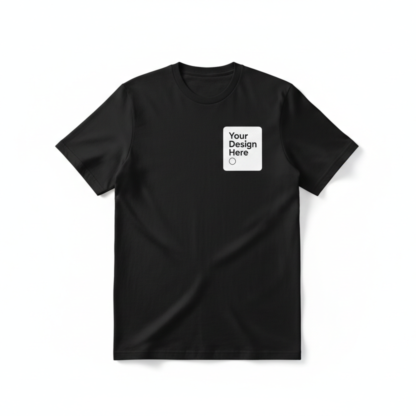 White Chest Logo Round Neck T-Shirt