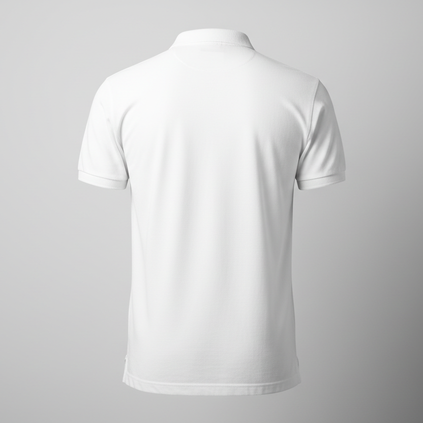 White polo shirt on a gray background