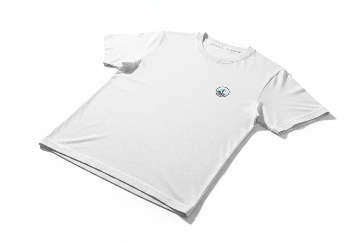White Chest Logo Round Neck T-Shirt