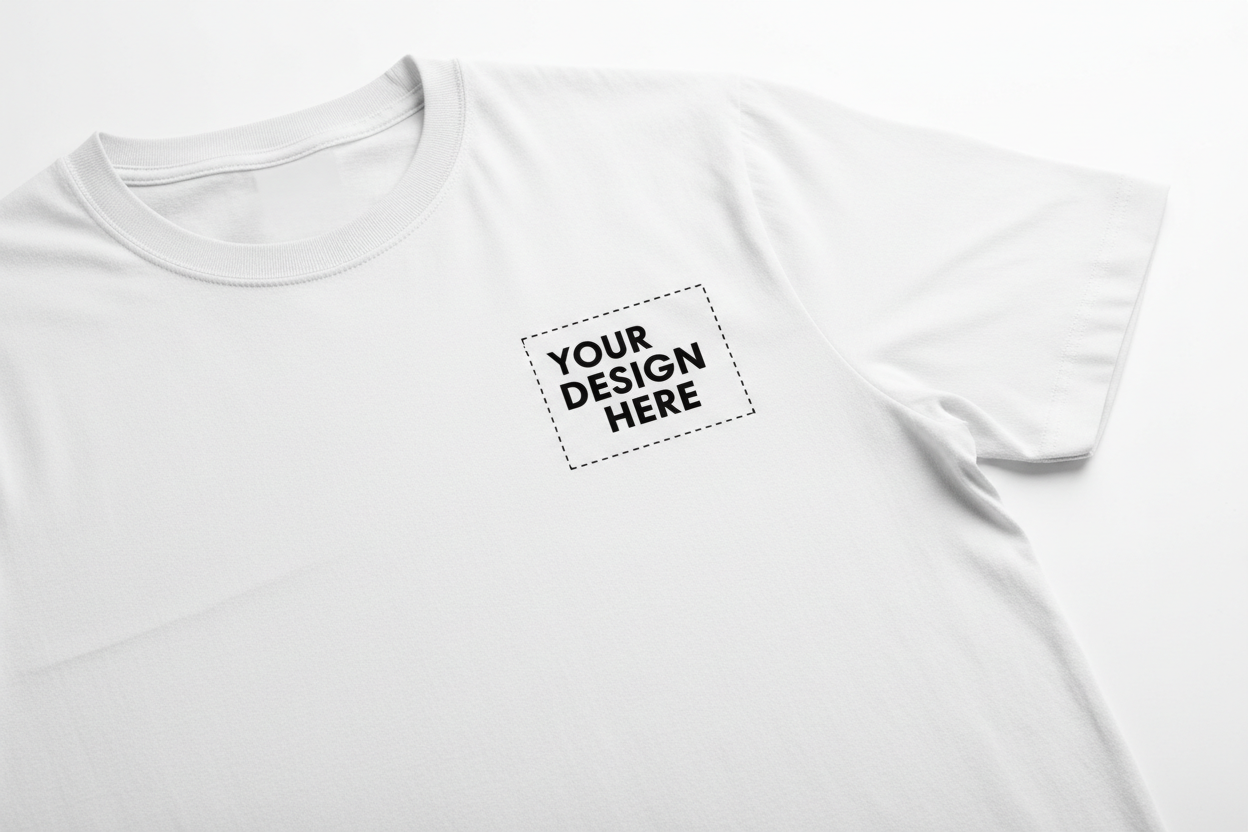 White Chest Logo Round Neck T-Shirt